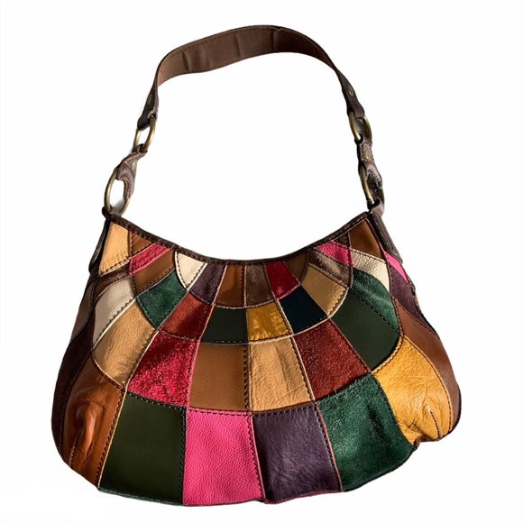Lucky Brand Handbags - Lucky Brand Suede Leather Patchwork Shoulder Bag
